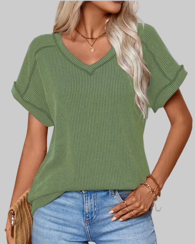 Nuvoir – Top a Coste con Scollo a V