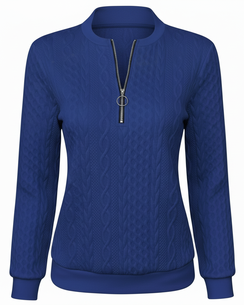 Nuvoir - Maglione Donna a Treccia con Mezza Zip